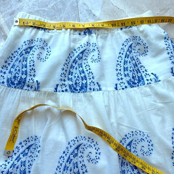 Lucky Brand Midi , long summer Blue and White Paisley Skirt, Size S, 100%Cotton - Picture 13 of 14